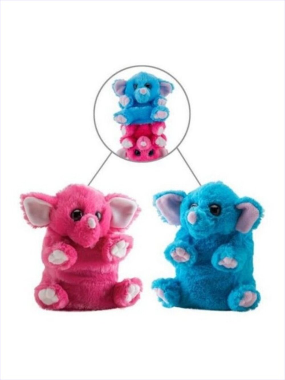 Wild Republic Switch-A-Rooz 8" Reversible Plush Elephant Pink/Blue New w/Tag